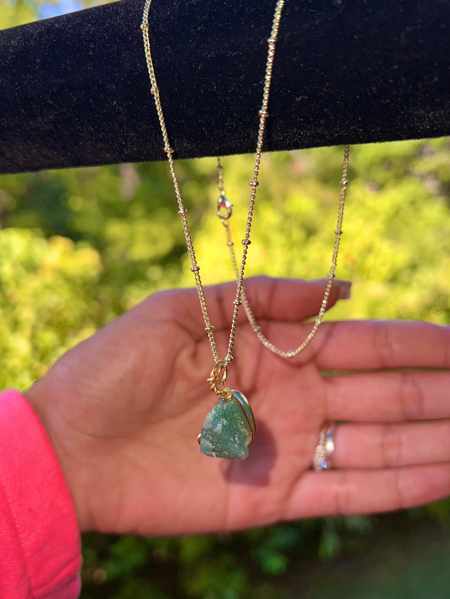CUSTOM RAW CRYSTAL WRAPPED NECKLACE