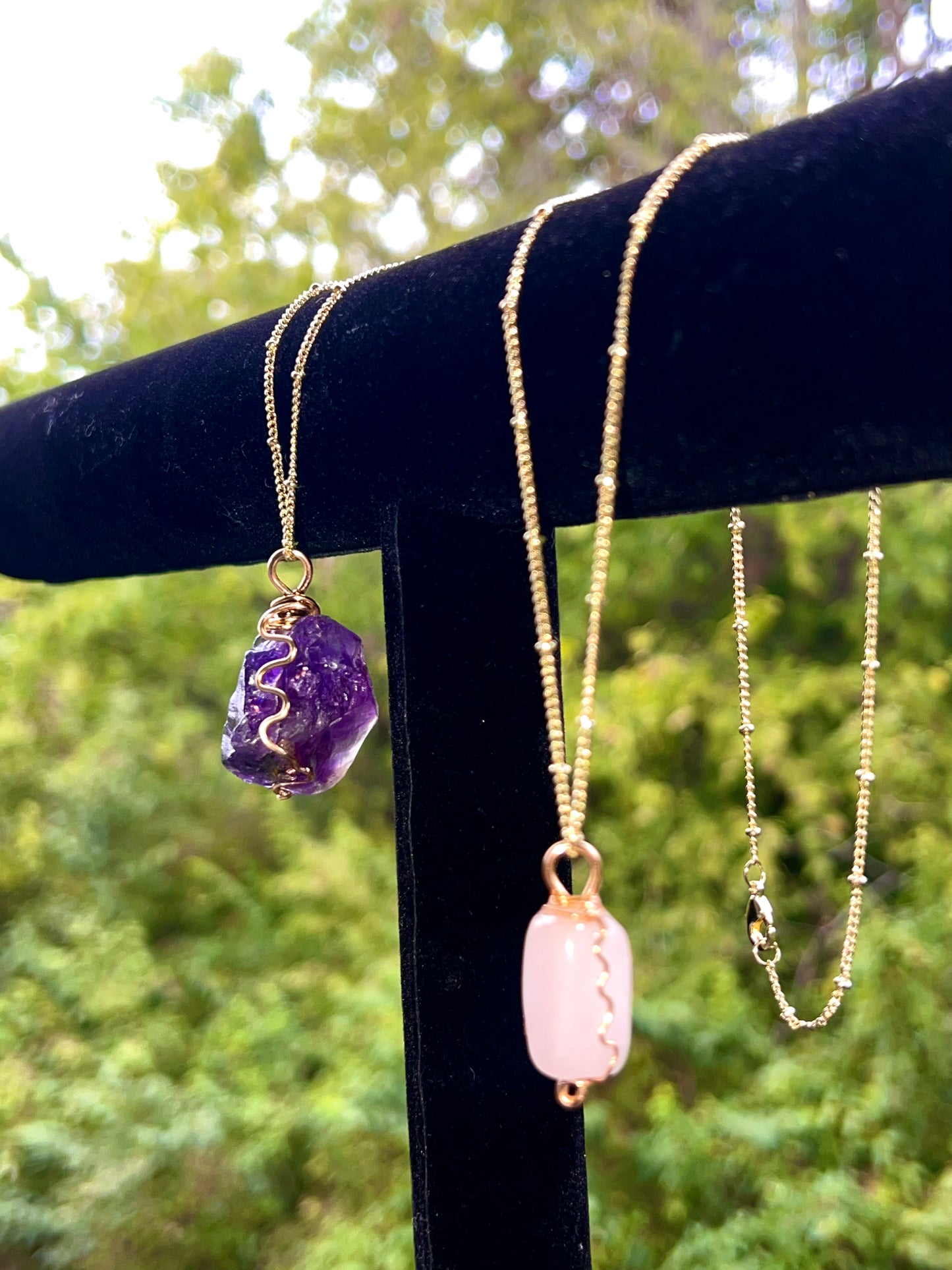 CUSTOM RAW CRYSTAL WRAPPED NECKLACE