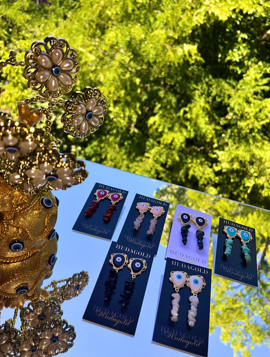 AURA EVIL EYE DANGLE STUD.