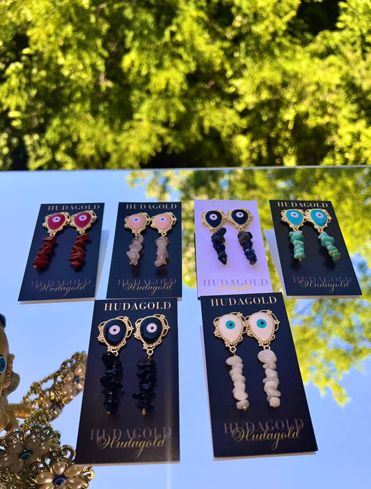 AURA EVIL EYE DANGLE STUD.