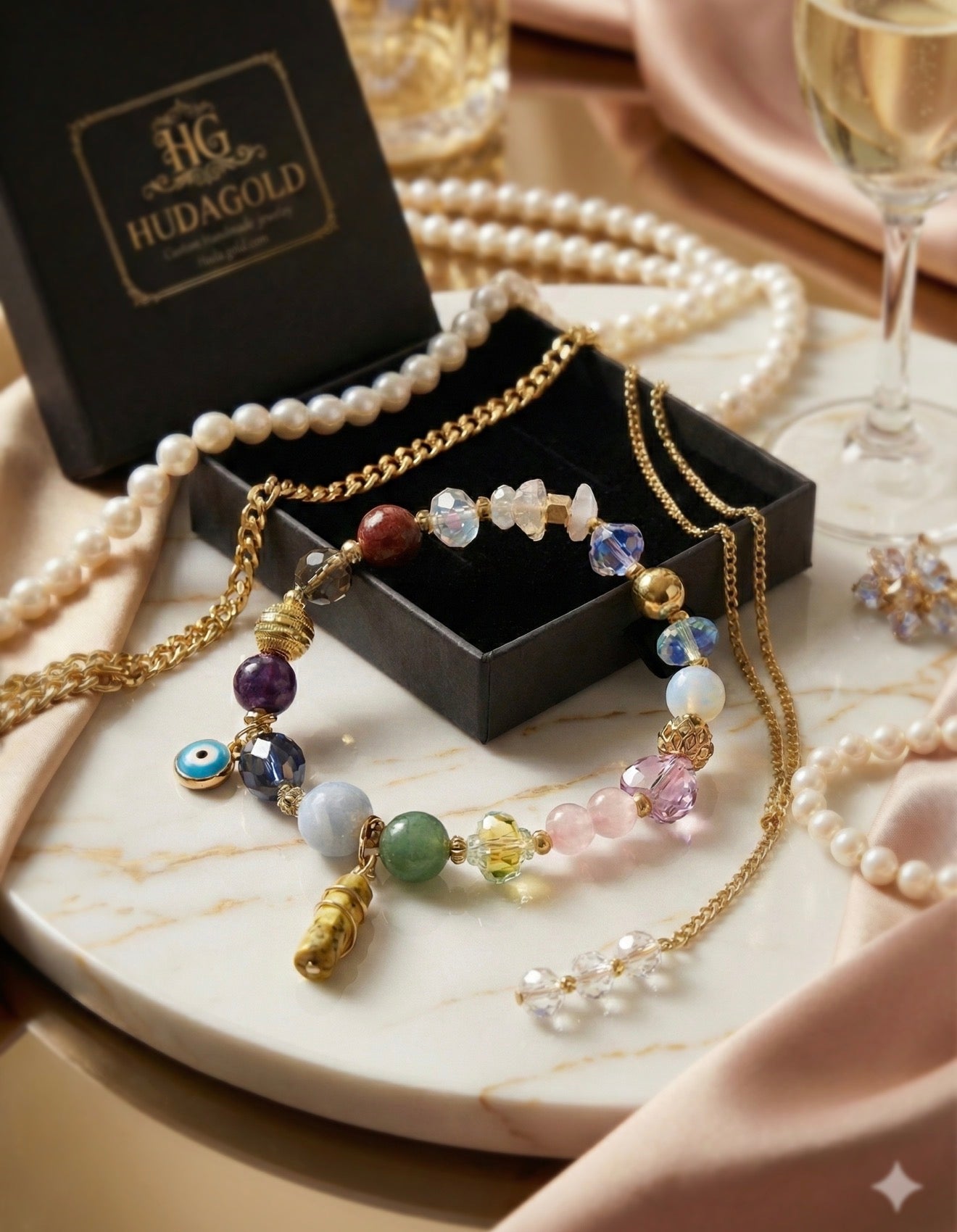 CUSTOM crystal bracelet with charms